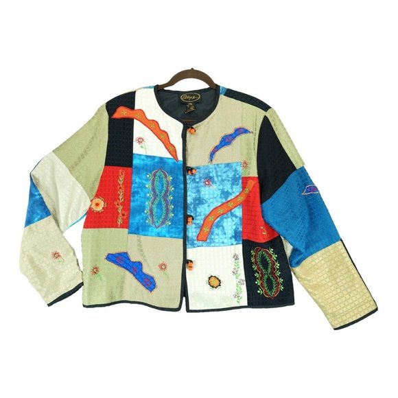 Vintage Alex Kim Embroidered Abstract Jacket Wearable Art Size PXL - Picture 1 of 5